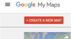 The first thing you're presented with after visiting My Maps is the option to Create A New Map, shown here as a dark orange button with white text. Below it (though not shown in the picture) are all your previous map creations.